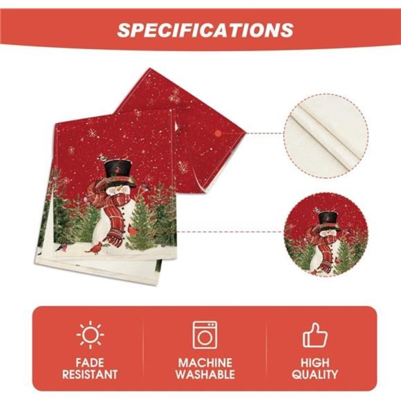 Snowman Christmas Table Runner, Holiday Kitchen Dining Table Decoration - Picture 2 of 6